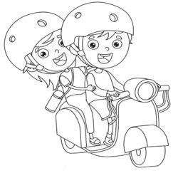 Just for Fun Coloring Sheet - Kid Driving Scooter