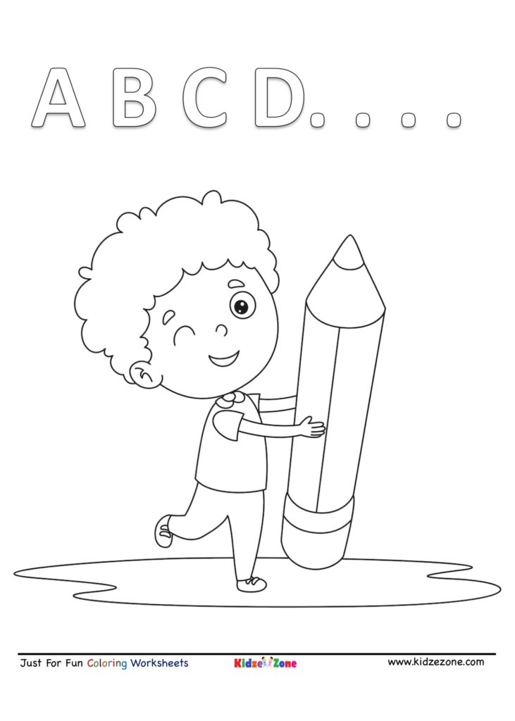 Just for Fun Coloring Sheet - Kid Learning A B C D