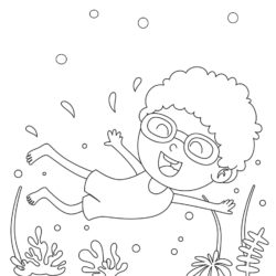 Just for Fun Coloring Sheet - Kid Swimming Diving