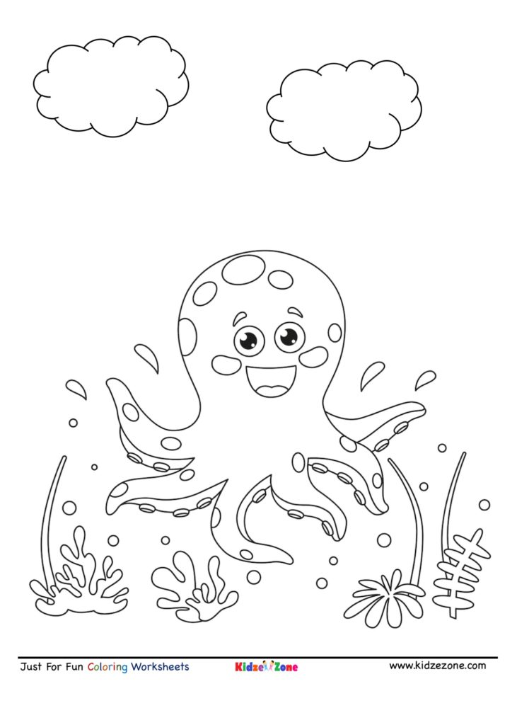 Just for Fun Coloring Sheet - Octopus Cartoon