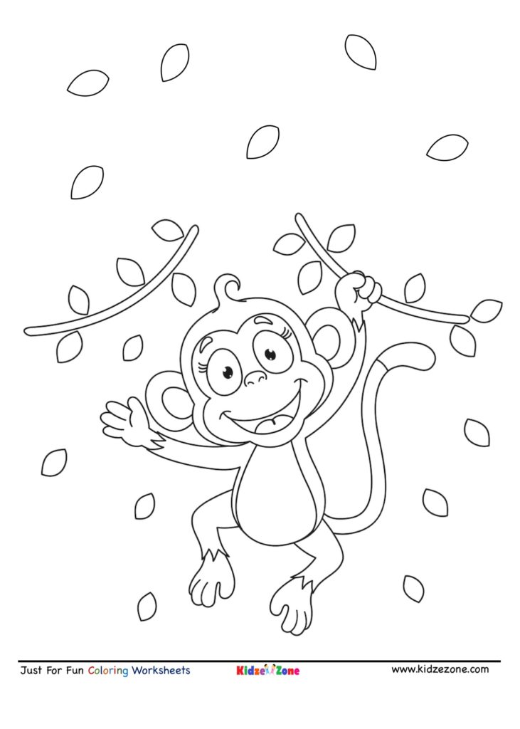 Monkey cartoon Coloring Page - KidzeZone