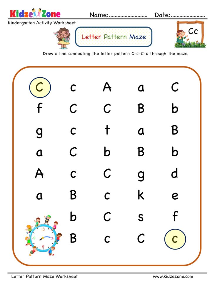 Kindergarten Letter C Maze Worksheet