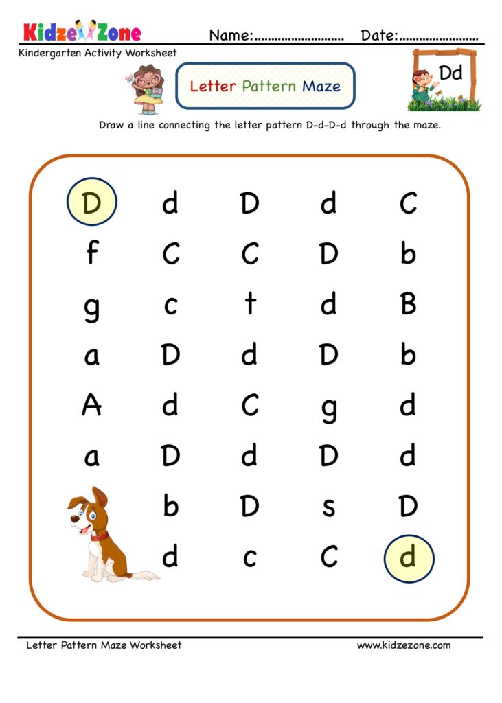 Kindergarten Letter D Maze Worksheet