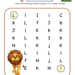 Letter Maze Worksheet for letter L