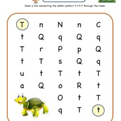 Letter Maze Worksheet for letter T