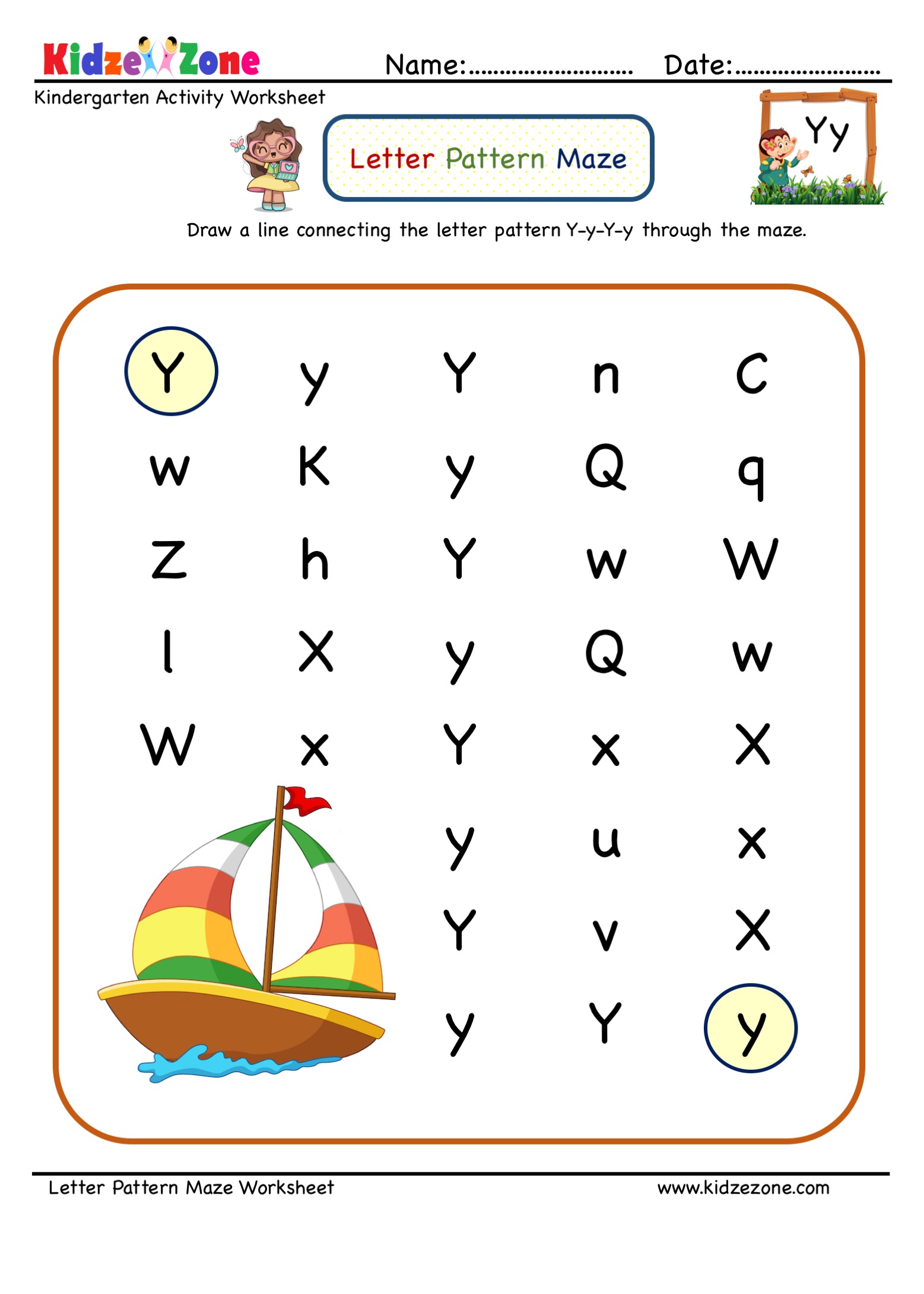 Kindergarten Letter Y Worksheets Find And Color Kidzezone - Vrogue