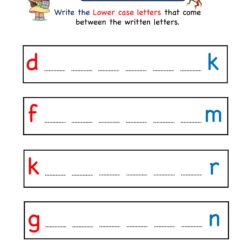 Missing Lower Case Letter worksheet - what comes in Between the letters