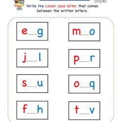Kindergarten Missing Lower Case Letter worksheet - what comes in Between the letters