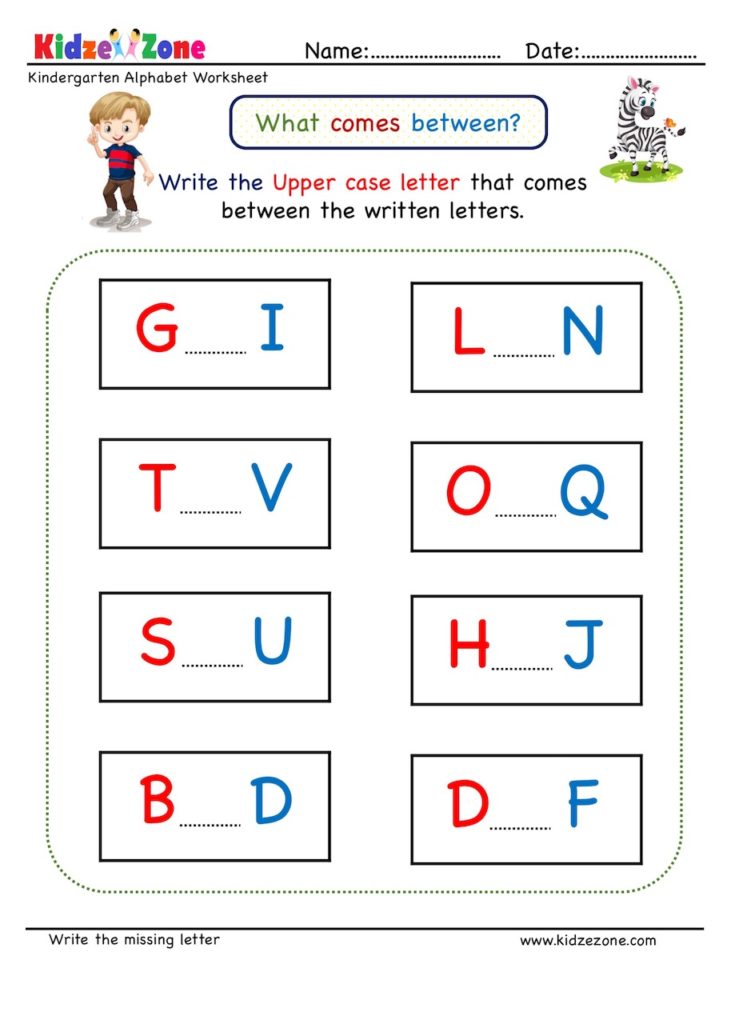 Missing Letter What Comes in Between - Worksheet