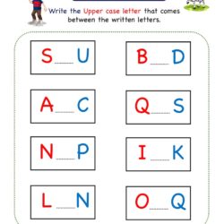 Kindergarten Missing Letter worksheet – what comes in Between