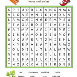 Solve Food Word search finding herbs and spices