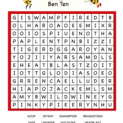 Cartoon Word Search Fun Worksheet - Ben Ten