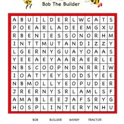 Cartoon Word Search Fun Worksheet - Bob The Builder