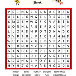 Cartoon Word Search Fun Worksheet - Shrek