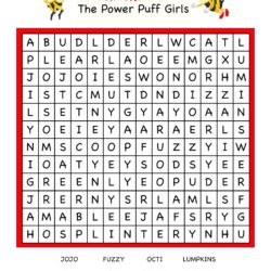 Cartoon Word Search Fun Worksheet - The Power Puff Girls