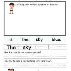 Unscramble the words to make a correct sentence with blue sky