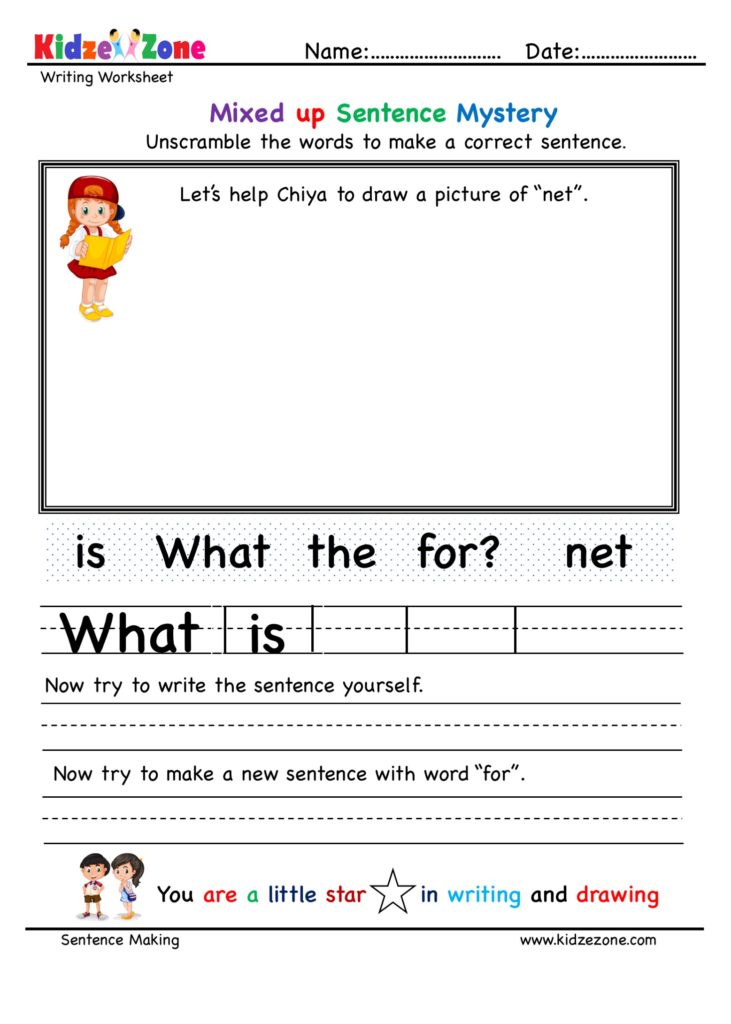 Unscramble the words to make a correct sentence with net