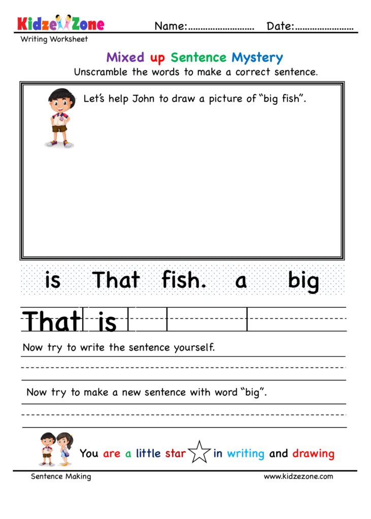 Unscramble the words to make a correct sentence with big fish