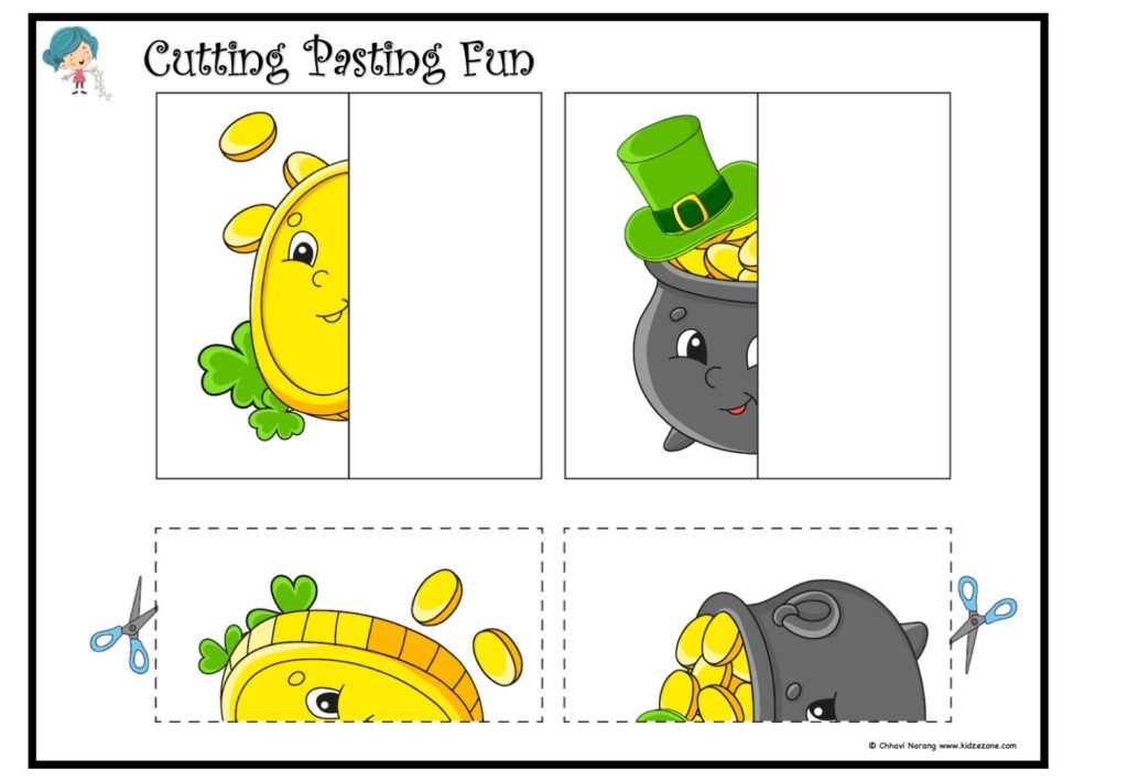 Cutting and pasting Activity worksheet. Play and learn with shapes worksheet 10