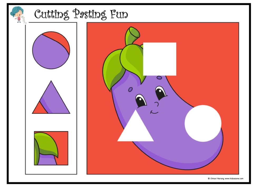 Cutting and pasting Activity worksheet. Play and learn with shapes worksheet 11
