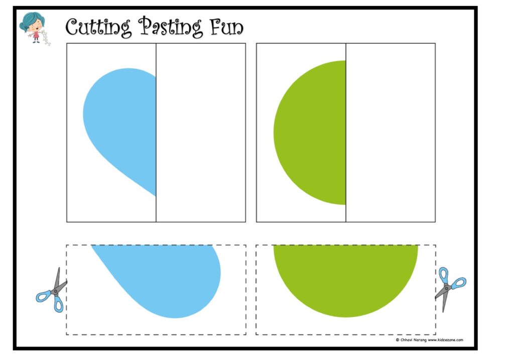 Cutting and pasting Activity worksheet. Play and learn with shapes Worksheet 14