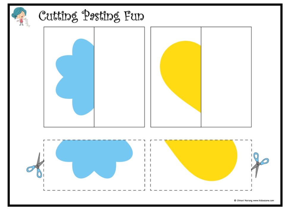 Cutting and pasting Activity worksheet. Play and learn with shapes worksheet 16