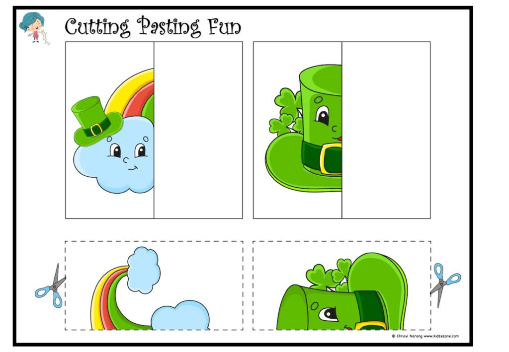 Cutting and pasting Activity worksheet. Play and learn with shapes worksheet 17
