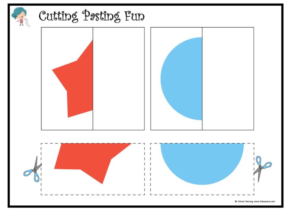 Cutting and pasting Activity worksheet. Play and learn with shapes worksheet - 20
