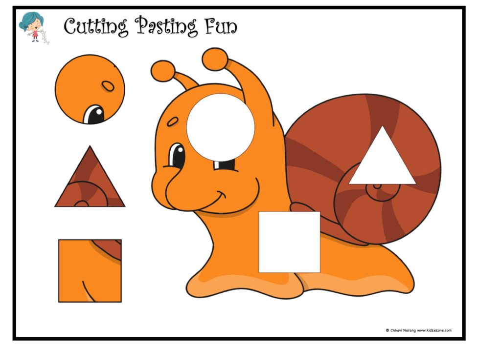 Cutting and pasting Activity worksheet. Play and learn with shapes worksheet 6