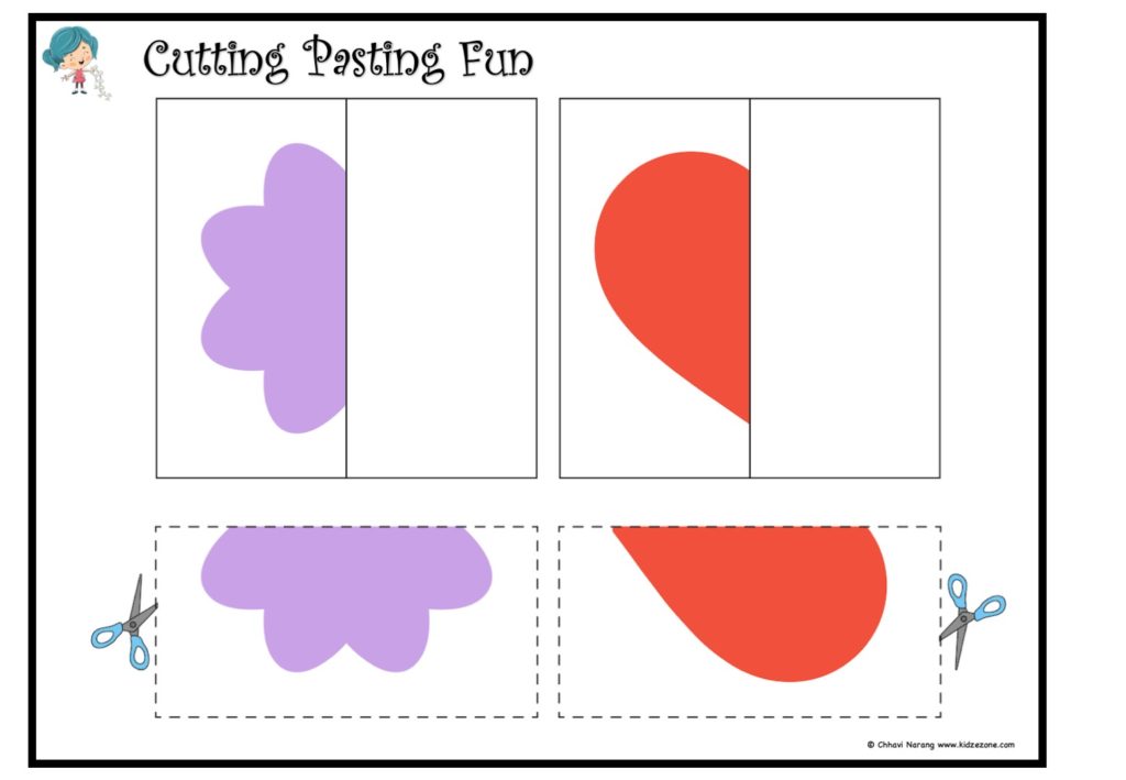 Cutting and pasting Activity worksheet. Play and learn with shapes worksheet 8