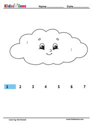 Cloud Number Coloring Fun Worksheet KidzeZone