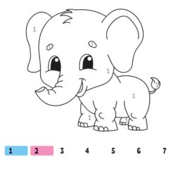 Elephant Number Coloring Fun Worksheet
