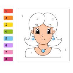 Girl 1 Number Coloring Fun Worksheet