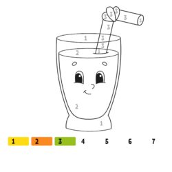 Juice and Straw Number Coloring Fun Worksheet
