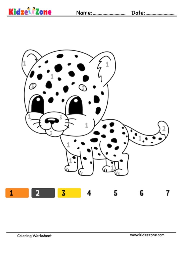 Leopard Number Coloring Fun Worksheet