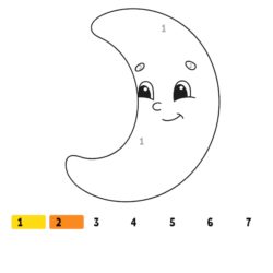 Moon Cresent Number Coloring Fun Worksheet