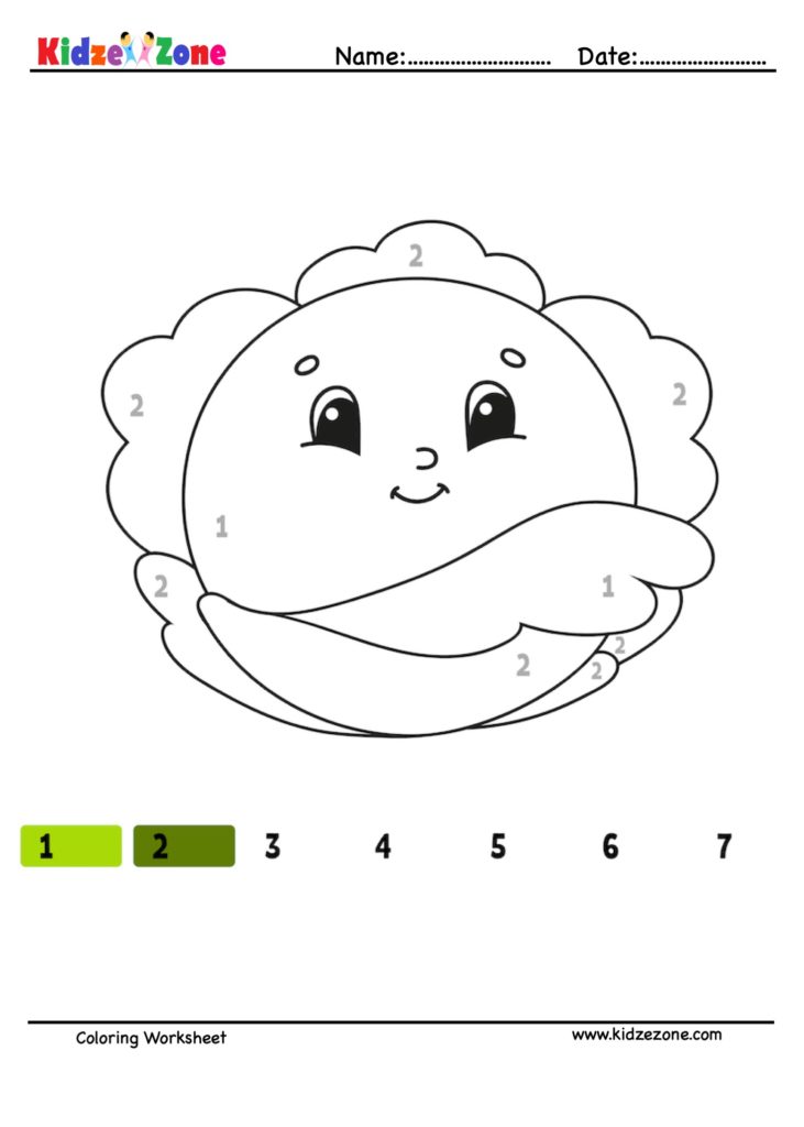 Moon with Clouds Number Coloring Fun Worksheet
