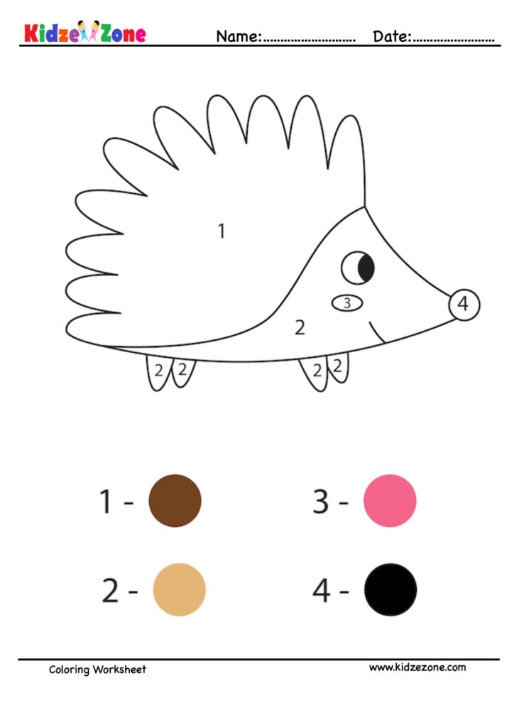 porcupine Number Coloring Fun Worksheet