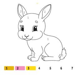 Rabbit Number Coloring Fun Worksheet