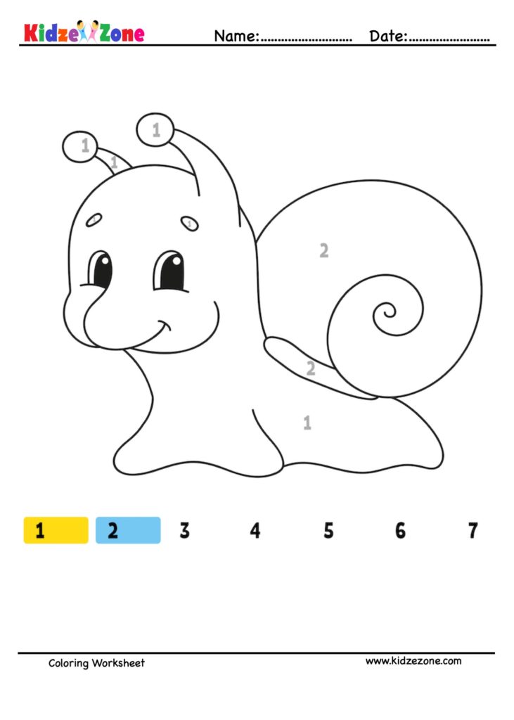 Snail Number Coloring Fun Worksheet