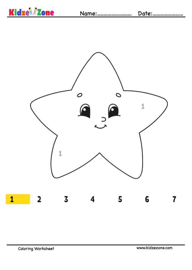 Star Number Coloring Fun Worksheet