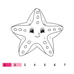 Starfish Number Coloring Fun Worksheet