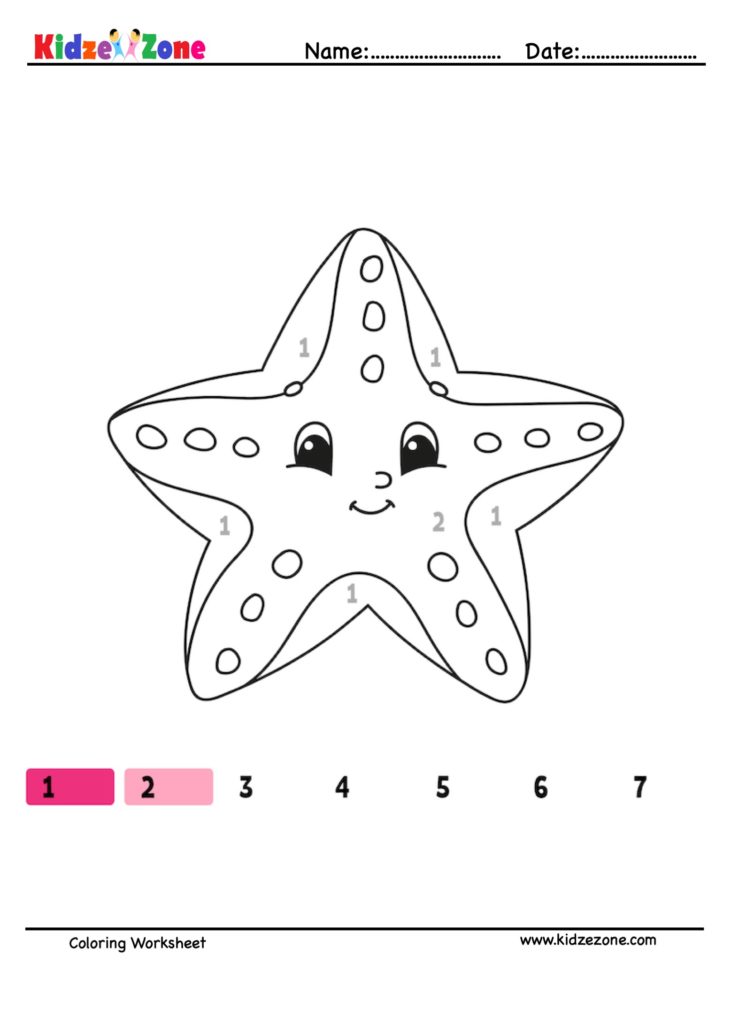 Starfish Number Coloring Fun Worksheet