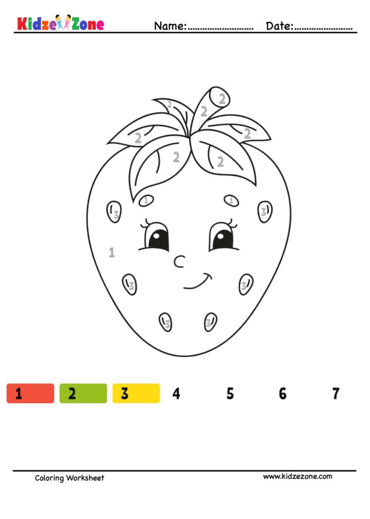 Strawberry Number Coloring Fun Worksheet