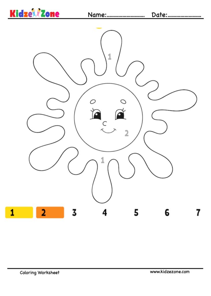 Sun Number Coloring Fun Worksheet