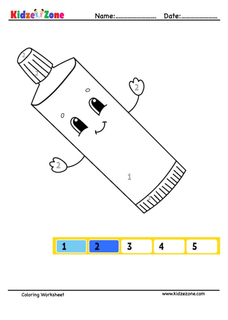 Tooth Paste Number Coloring Fun Worksheet