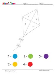 Kite Coloring Fun Worksheet KidzeZone