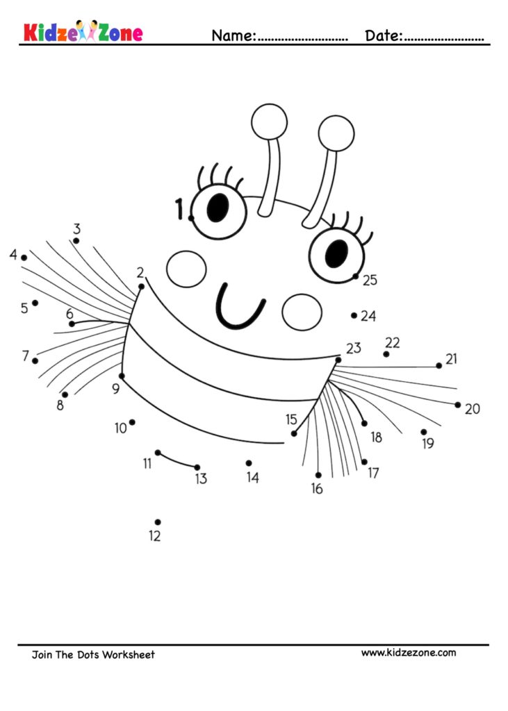 Honey Bee Join the dots activity Worksheet