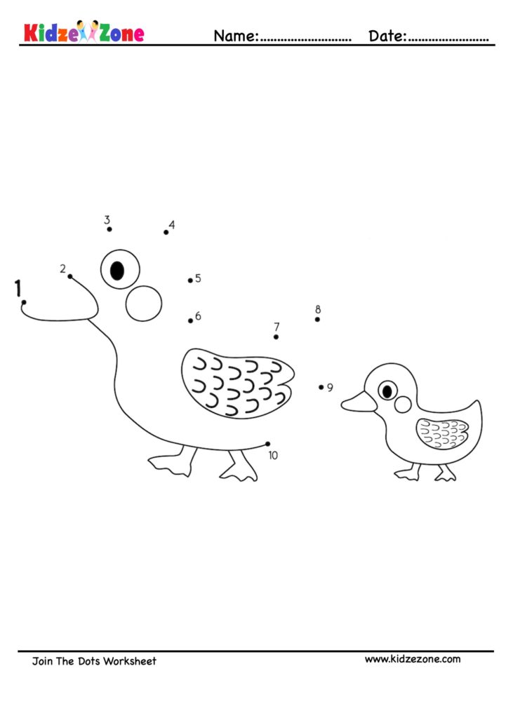Join the Dots Duck Letter D worksheet