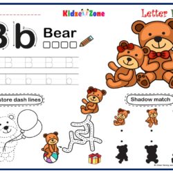 Letter B Tracing, Writing, Matching and Fun Activity Worksheet